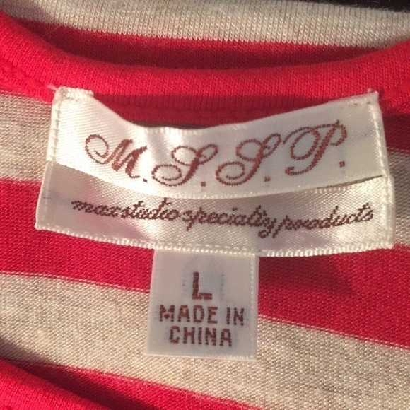 MAX STUDIO Red/Cream Striped Sleeveless Top Large - Like New - Picture 5 of 8
